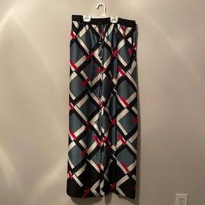 Satin geometric print wide leg pants